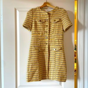 Tweed dress bright yellow